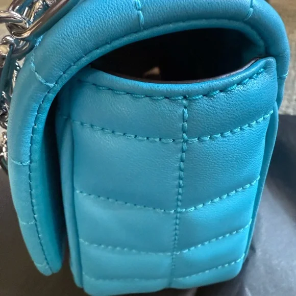 Michael Kors Tribeca Blue LG Conv Chain Shoulder Leather Bag